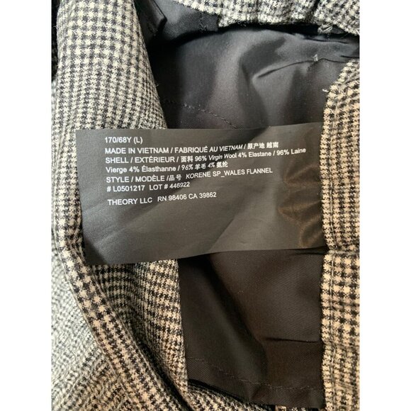 Theory Korene SP Black Multi Wales Flannel Pants L Wool & Elastane - Picture 4 of 4